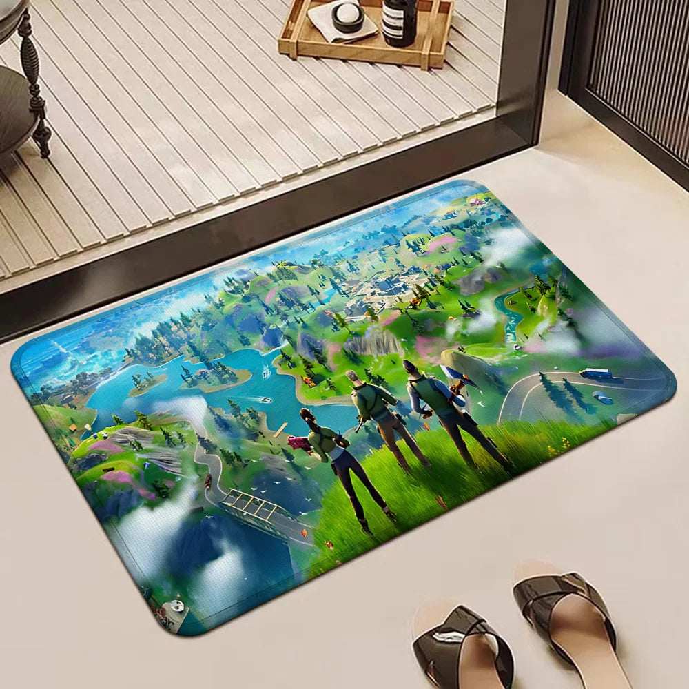 Tapete de Entrada Fortnite para Porta Principal, Antiderrapante, Tapete de Cozinha, Sala de Estar, Varanda e Casa de Banho, Tapete de Chão / Carpete