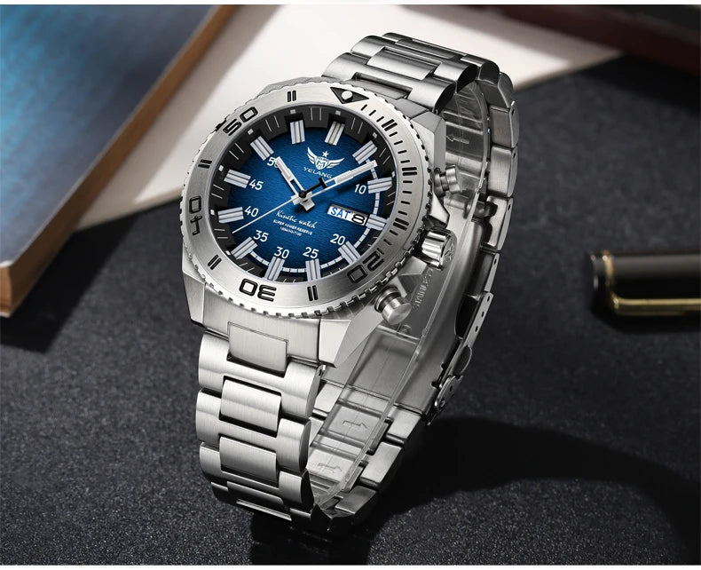 Yelang Watches V1035 44mm Men's Diving Watch Human Kinetic Energy Watch 100m Waterproof Watches Luminous Japan PX83 Sapphire