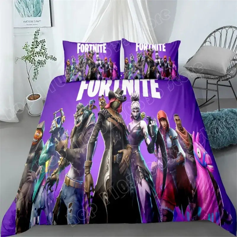Fortnite Bedding Set 3pcs 3D Printed Bedroom Bed Linens Game Cartoon Decorative Bedding Duvet Cover Pillowcase Birthday Gift
