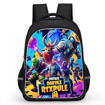 16 Inch Fortnite Cartoon Backpack Unisex for Boys and Girls with Dual Zippers Large Capacity Lightweight Student Backpack