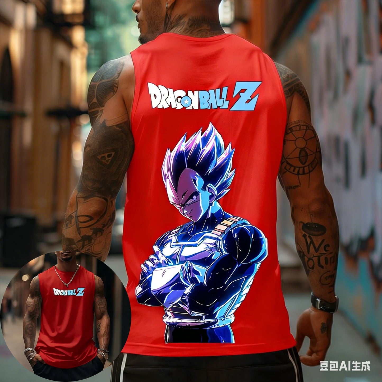 T-shirt de homem Dragon Ball Z Super Blue Vegeta, colete fitness retro americano, estilo Y2K Harajuku, nova coleção primavera e verão, para uso diário