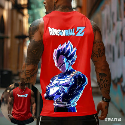 T-shirt de homem Dragon Ball Z Super Blue Vegeta, colete fitness retro americano, estilo Y2K Harajuku, nova coleção primavera e verão, para uso diário