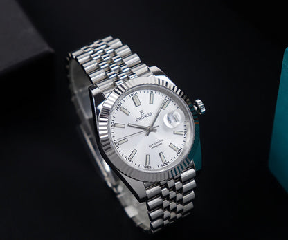 Cronos DateJ Luxury Men's Watch, Stainless Steel 5 Links Bracelet, PT5000 Miyota 9015, 100m Water Resistant, Sapphire
