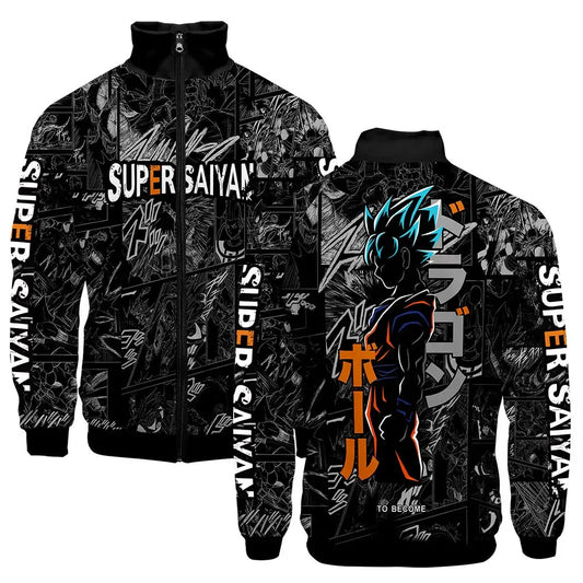 Anime Goku Dragon Ball Jacket Men Women Harajuku Hip Hop Japanese Zip Up Hoodies Goku Clothes Stand Collar Sweatshirt