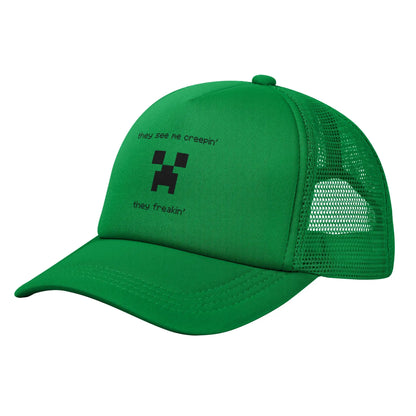 Creepin Creepers til voksne, Trucker-kasket, baseballkasket i mesh, snapback-kasketter, hatte, solhat, justerbare solkasketter, sommer