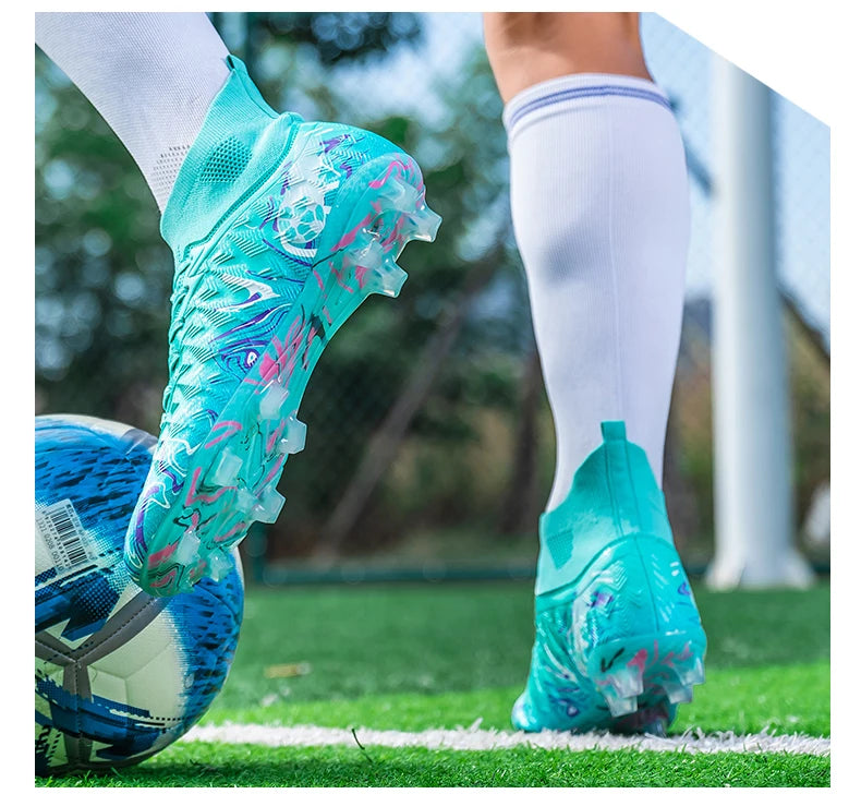 Chuteiras de Futebol de Cano Alto para Homem, para Relva Sintética, Respirantes e Antiderrapantes, Ténis de Treino e Jogo para Desporto ao Ar Livre, Chuteiras de Futebol FG