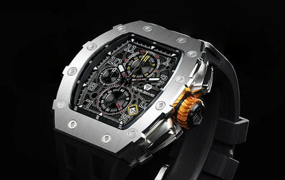 TSAR BOMBA Watch for Men Luxury Brand Tonneau Design Waterproof Clock Stainless Steel Wristwatch Fashion Rectangle Men's Watch