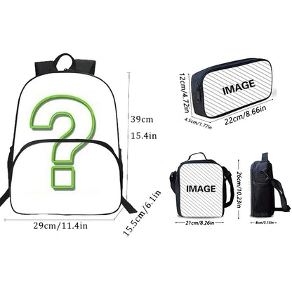Mochilas Infantis com Design de Jogo Popular, Saco de Almoço e Estojo, Mochilas Escolares de Grande Capacidade para Alunos, Rapaz e Rapariga, Melhor Presente F-FortniteS