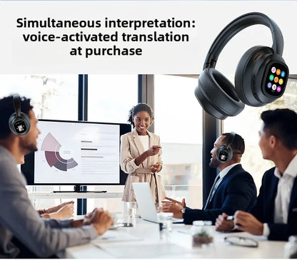 Auscultadores Bluetooth Sem Fios HYUNDAI X1PRO com Tradução por IA 6.0 – Mais de 100 Idiomas, Controlo Tátil, Ecrã LED e Cancelamento de Ruído