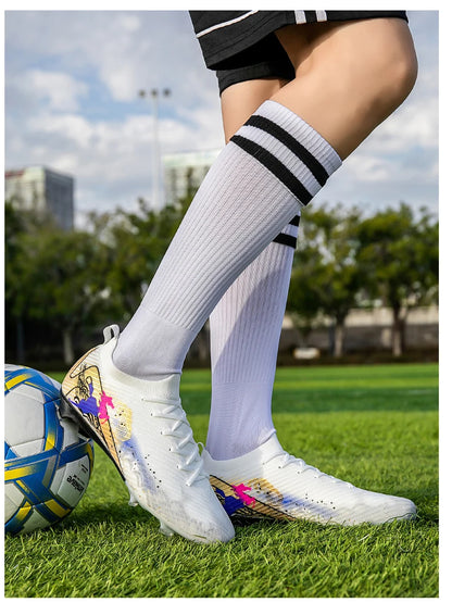 New Men's Soccer Shoes FG Non-Slip Long Spikes Football Boots Soccer Cleats Training Shoes Match Ultralight Outdoor Drop Shipping