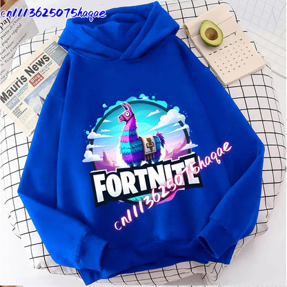 Sweatshirts Fortnite Novos para Criança, Hoodie com Estampado de Personagem de Jogo em Desenho Animado, Tops Casuais de Outono, Roupa de Inverno para Meninos Bebés