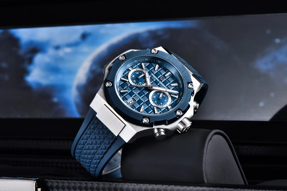 Orologi al quarzo da uomo PAGANI DESIGN – Cronografo sportivo di lusso, impermeabile, dotato di lancette luminescenti e vetro zaffiro con trattamento antiriflesso