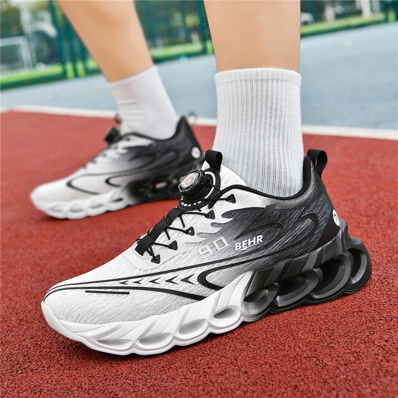 Unisex Sneakers Light Shock-absorbing Soft Soled Professional Running Training Shoes New Rotating Buckle Outdoor Running Shoes