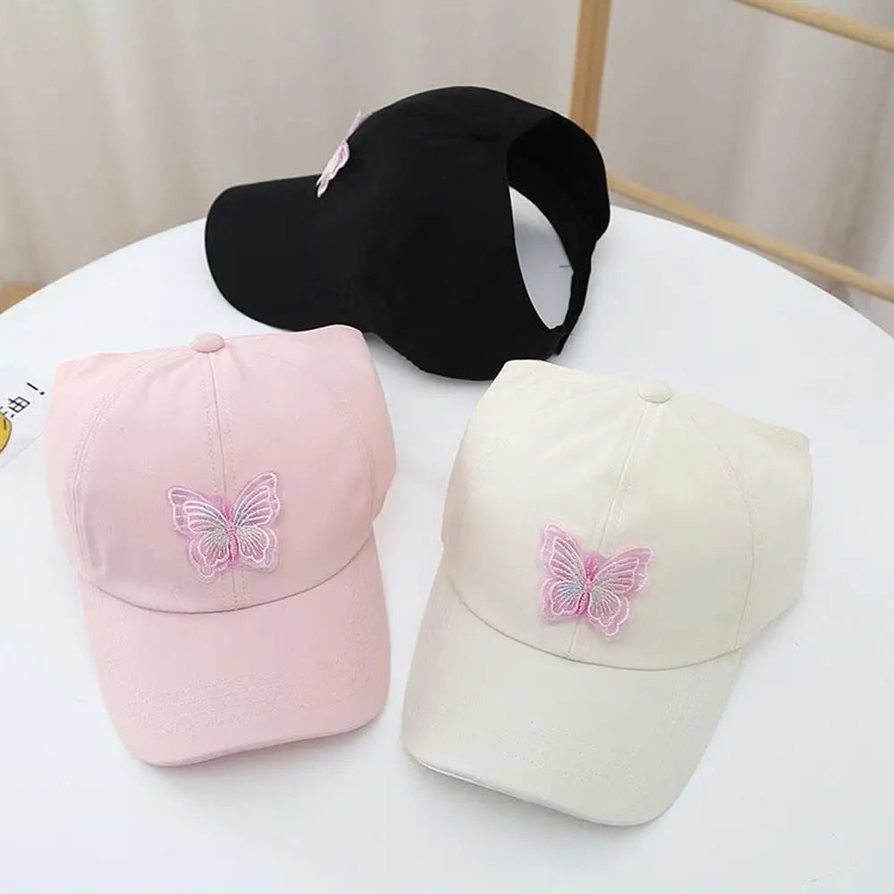 Cappellino estivo da ragazza con coda alta, visiera parasole ad asciugatura rapida, cappellino da baseball per bambini senza visiera, cappellino regolabile da ragazza in colori pastello