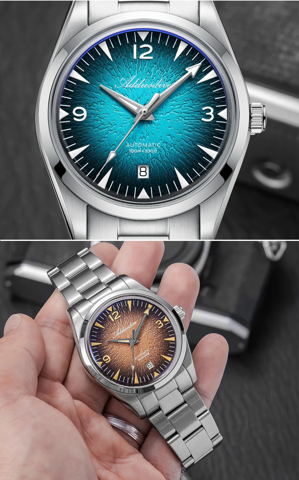 ADDIESDIVE AD2508 Man Diving Watch Luminous 100M Waterproof 316L Stainless Steel 8215 Movement Automatic Mechanical Watch reloj