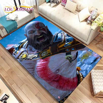God of War Game Gamers Kratos  Area Rug,Carpet Rug for Living Room Bedroom Sofa Doormat Decoration, Kids Play Non-slip Floor Mat