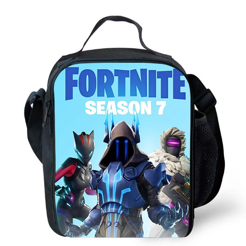 Cute Cartoon Lunch Bag Insulated Thermal Food Container Leakproof Reusable Fortnite Lunch Cooler Bag for Kids Students