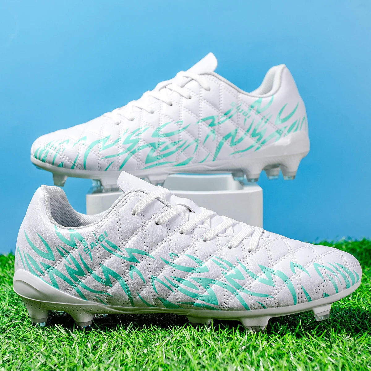 Chaussures de football FG AG pour adultes, tige légère en PU synthétique, crampons antidérapants pour terrain en herbe naturelle et artificielle en plein air