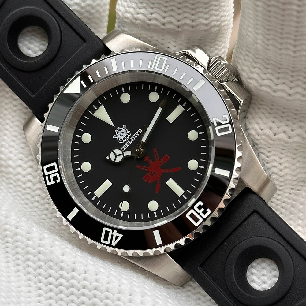 STEELDIVE SD1954 Black Dial 41MM Stainless Steel NH35 Automatic Movement What Ghost Mens 300M Dive Watch  Sapphire Glass