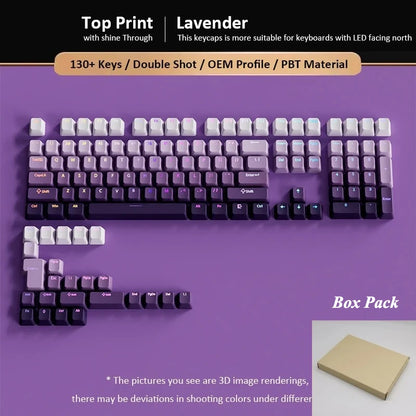 133+ tasti OEM Profile Gradient Keycaps per tastiera meccanica da gaming con switch Cherry MX, PBT retroilluminati RGB, layout ISO, keycap