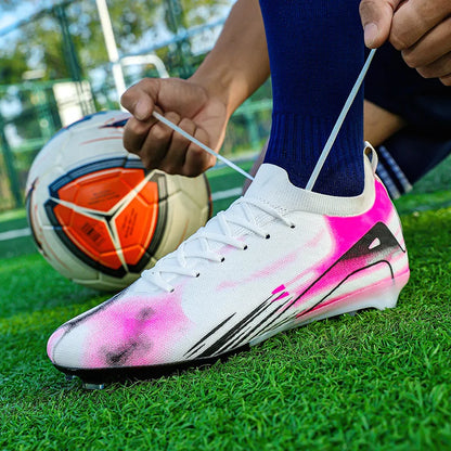Chaussures de Football professionnelles à fond FG pour hommes, chaussures d'entraînement confortables et durables pour adultes, chaussures de Football à lacets pour adolescents