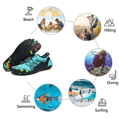 Zapatos acuáticos unisex de secado rápido con drenaje para vadeo, playa, deportes acuáticos, natación, yoga, buceo, surf y uso barefoot