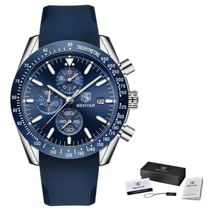 Reloj para hombre BENYAR 5140, reloj deportivo informal, reloj de cuarzo de lujo resistente al agua, cronógrafo militar de marca de alta gama.