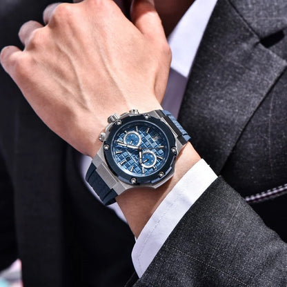 PAGANI DESIGN PD-YS032 Men's Quartz Watch 44mm Japan VK64 Movt Stainless Steel Case Rubber Strap Sapphire Glass 100M Waterproof