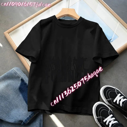 Fortnites Kids Black Cotton T-Shirt Fortress Night Baby Short Sleeve Tees Shirt Cartoon Boy Girl Summer Clothes Kawaii Tops Gift
