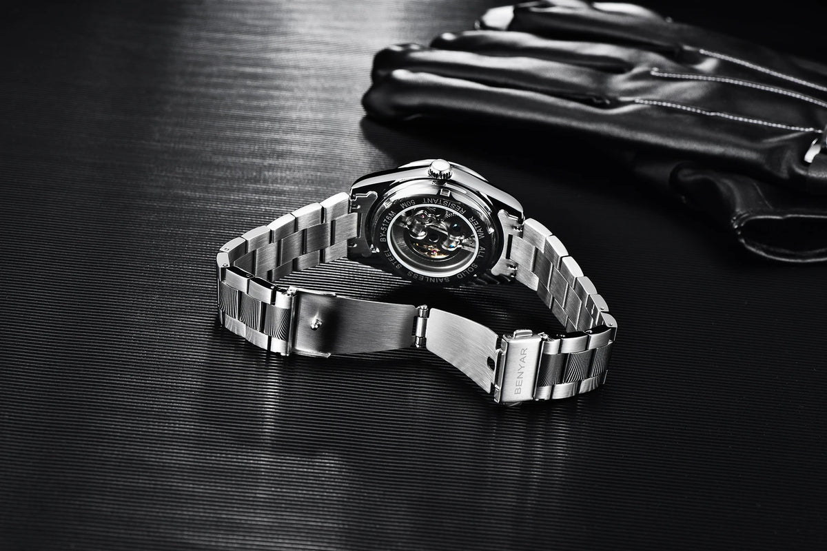 BENYAR – Nuevo reloj para hombre, marca de lujo, reloj mecánico automático, resistente al agua hasta 50 m, modelo deportivo con agujas luminiscentes