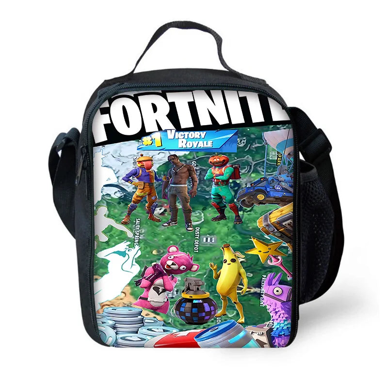 Mochilas Infantis com Design de Jogo Popular, Saco de Almoço e Estojo, Mochilas Escolares de Grande Capacidade para Alunos, Rapaz e Rapariga, Melhor Presente F-FortniteS