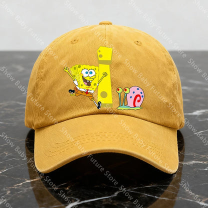 Spongebobs New Baseball Caps for Adult Cartoon Letter Fashion Man Women Washed Hat Summer Vintage Caps Anime Cute Birthday Gifts