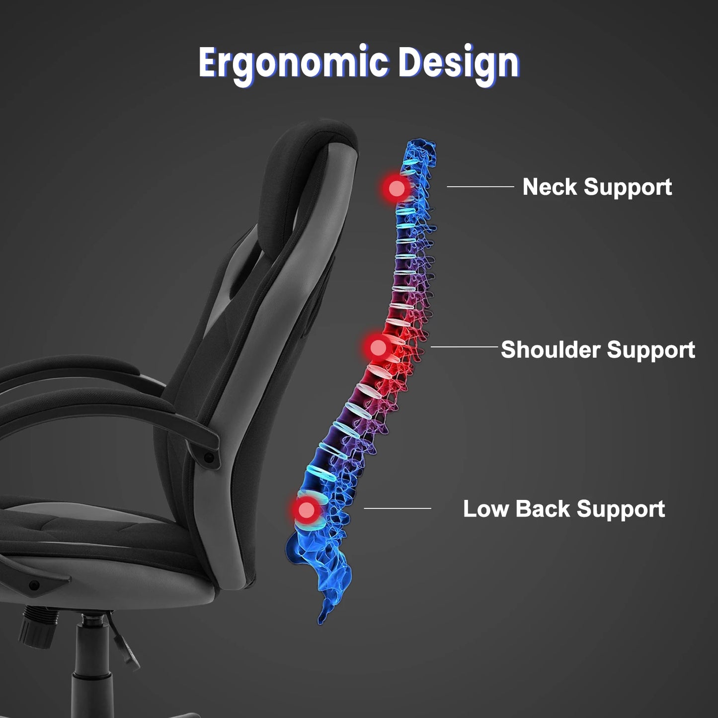 WOLTU Ergonomic Design Gaming Chair Gamer Armchair Office Computer Chair Tilt Mechanism Adjustable Height 360° Swivel High Back
