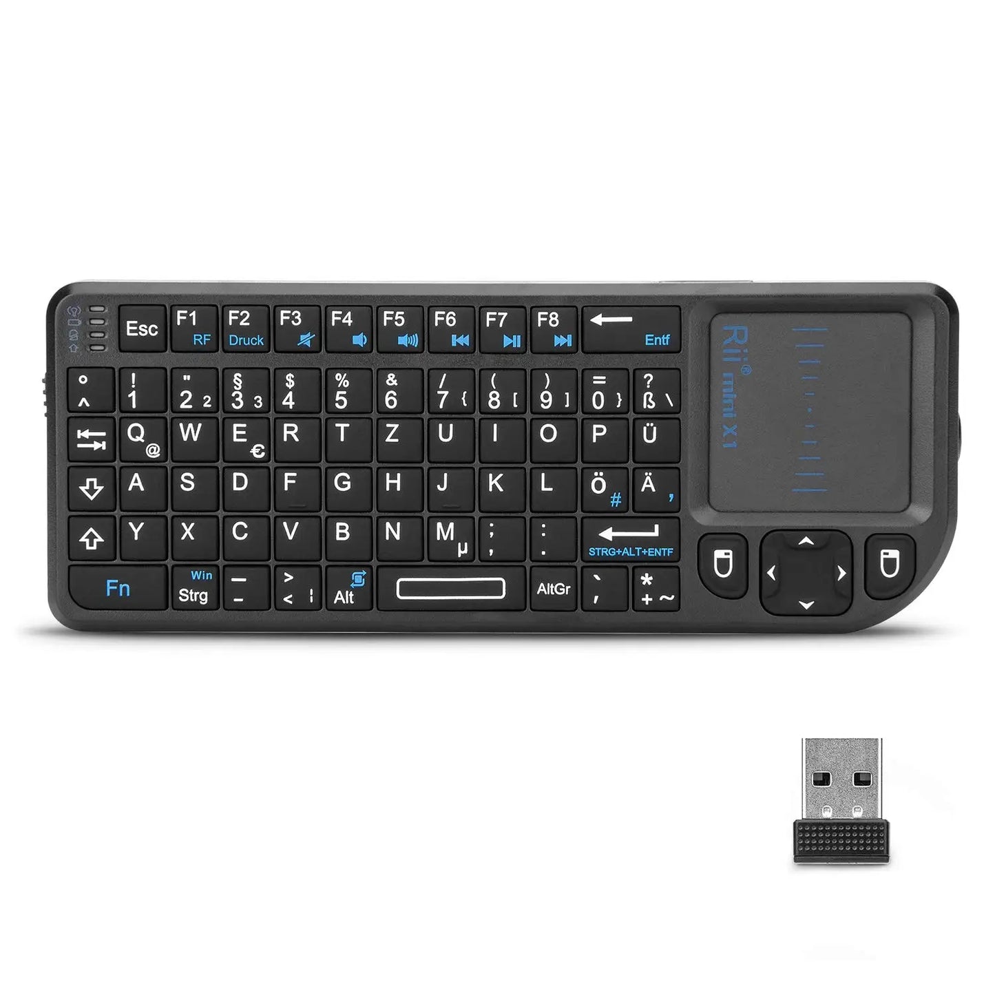 Teclado inalámbrico mini original Rii X1 de 2.4GHz en inglés/RU/ES/FR con panel táctil para Android TV Box/PC/portátil