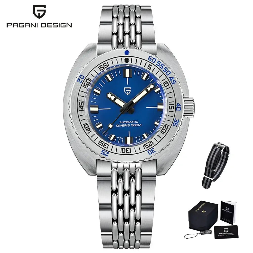 PAGANI DESIGN 2025 New Men's Automatic Mechanical Divers Watches NH38 Sapphire Stainless Steel 300m Waterproof AR Watch for Men