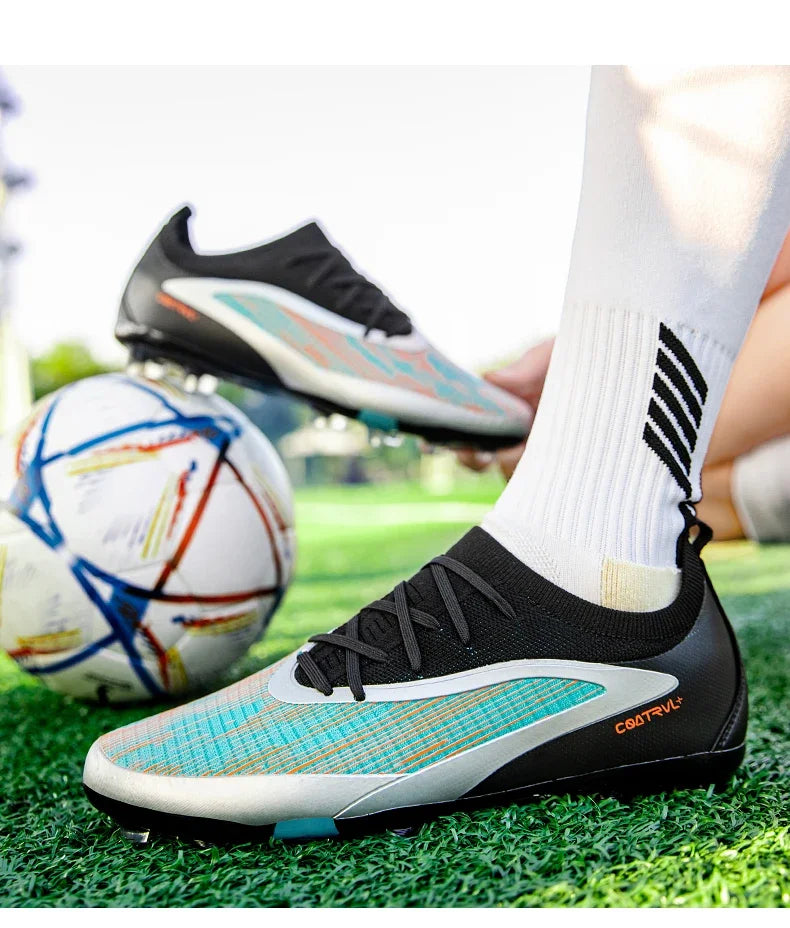 Chuteiras de futebol novas para homem, com pitons para exterior, respiráveis, adulto, antiderrapantes, calçado de futebol desportivo, pitons longos, treino, rapaz, jogo, confortáveis