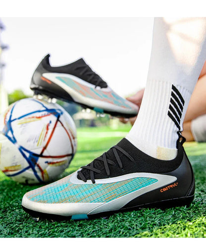 Chuteiras de futebol novas para homem, com pitons para exterior, respiráveis, adulto, antiderrapantes, calçado de futebol desportivo, pitons longos, treino, rapaz, jogo, confortáveis