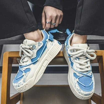 Fashion Skate Shoes Men's Sneakers Breathable Running Shoes Outdoor Mesh Casual Shoes Men's Lace-Up Vulcanized Shoes Zapatillas