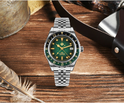 San Martin 2025 Men's Watches, Retro NH34 GMT Sandwich Dial, 40mm Bidirectional Sapphire Bezel, Luxury Sports Watch, 20Bar