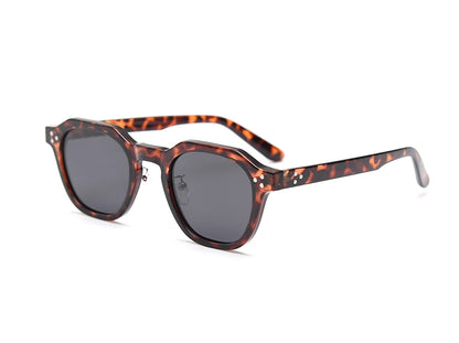 Peekaboo korean style retro sun glasses for women TR90 frame polygon polarized sunglasses uv400 male green brown 2023 summer