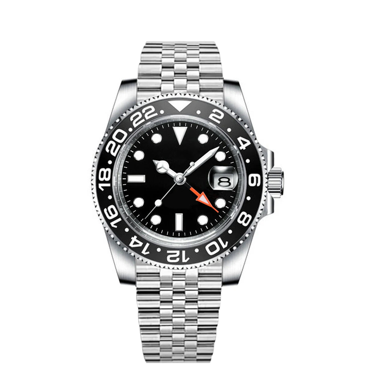 40MM Custom Logo New Men Quart Wristwatch Jubilee Stainless Quartz GMT Watch Sapphire Glass Men Watches Waterproof Luminous