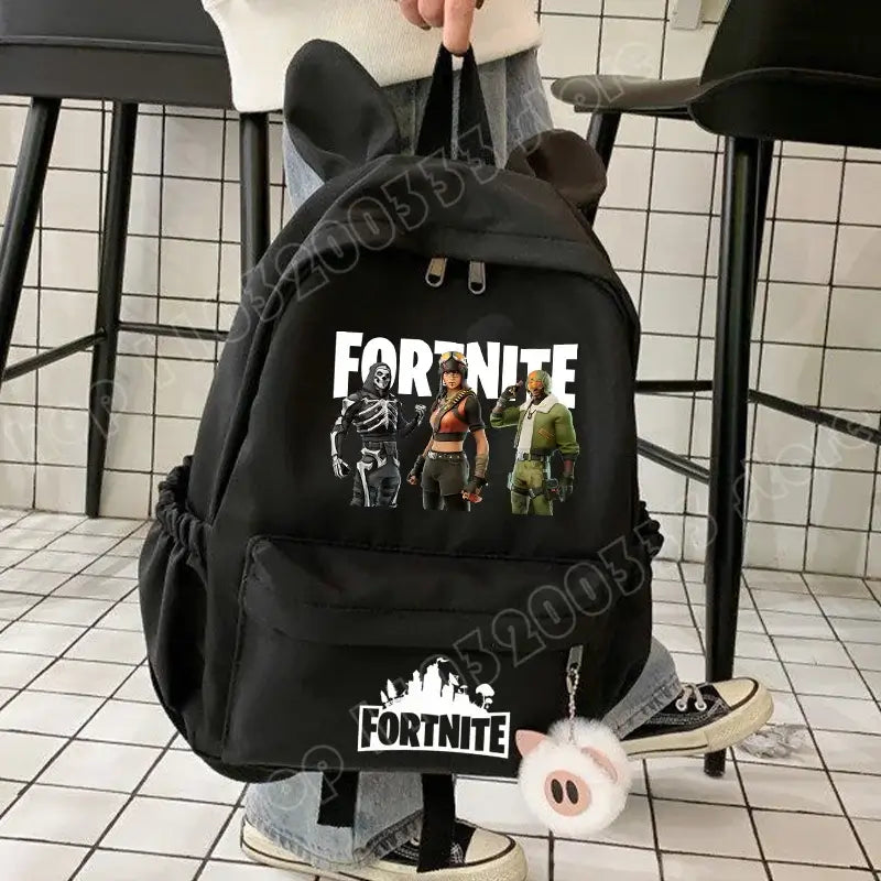 New Fortnite Cartoon Backpack Boy Girl Casual Schoolbag Large Capacity Student Bag Rabbit Ears Travel Backpack Stationary Gift