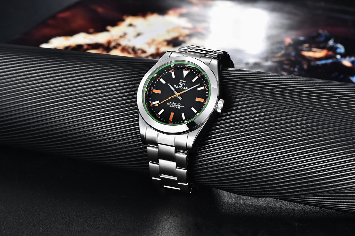 BENYAR – Nuevo reloj para hombre, marca de lujo, reloj mecánico automático, resistente al agua hasta 50 m, modelo deportivo con agujas luminiscentes