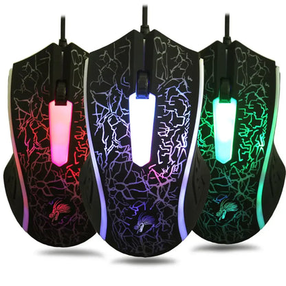 Rato gaming com fios USB 2400 DPI, rato profissional para gamer com retroiluminação LED, rato ergonómico para computador, PC, portátil e MacBook