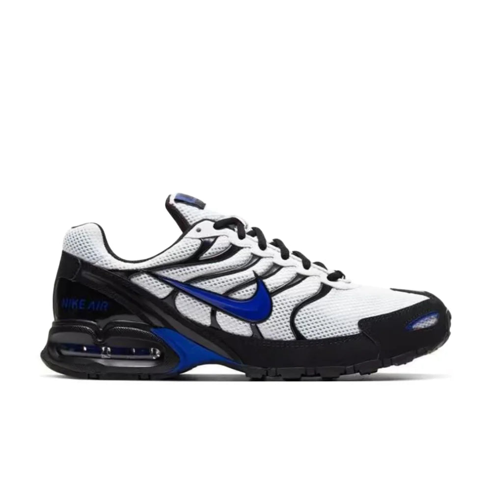 „Nike Air Max Torch 4“ vyriški žemi sportiniai bėgimo bateliai – juodi/balti/mėlyni, kvėpuojanti konstrukcija, visos dienos komfortas CW7026-100