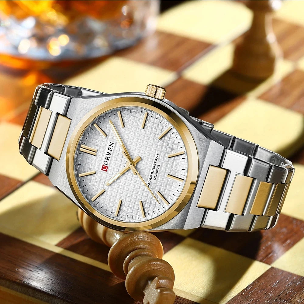 Montre pour homme CURREN 8439 – Modèle de grande marque, style luxe et professionnel, étanche, en acier inoxydable, type militaire, à mouvement quartz.