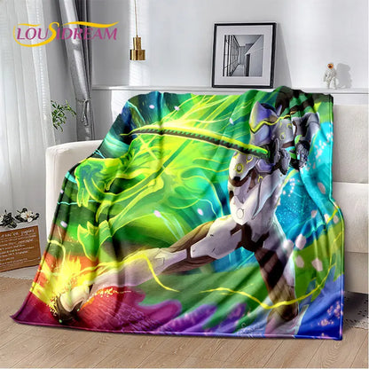 Overwatch Game Gamer D.Va Reaper Soft Plush Blanket, Flannel Blanket Throw Blanket for Living Room Bedroom Bed Sofa Picnic Kid 3D