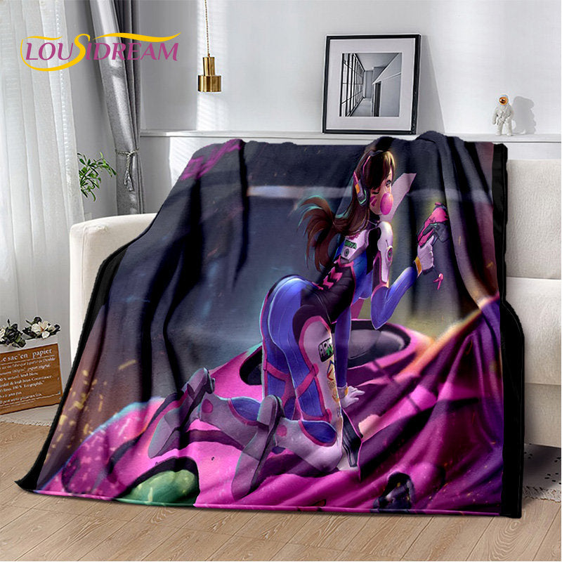 Overwatch Game Gamer D.Va Reaper Soft Plush Blanket, Flannel Blanket Throw Blanket for Living Room Bedroom Bed Sofa Picnic Kid 3D