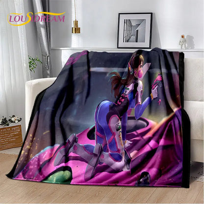 Overwatch Game Gamer D.Va Reaper Soft Plush Blanket, Flannel Blanket Throw Blanket for Living Room Bedroom Bed Sofa Picnic Kid 3D