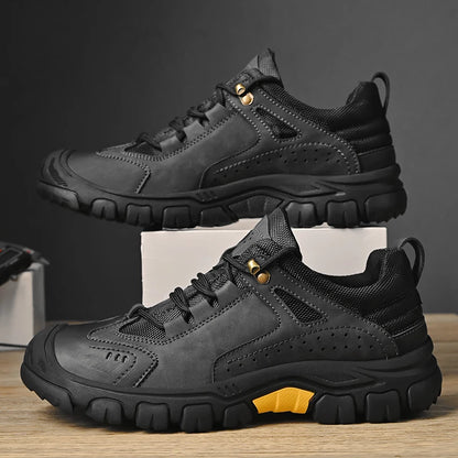 HIKEUP Comfortable Men Trekking Sneakers Male Shoes Waterproof Rubber Sole High Quality Hiking Shoes Wear-Resistant Non-Slip